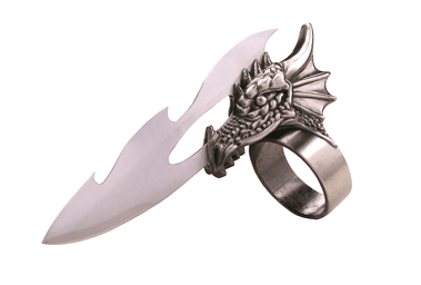 Очень оригинальное кольцо. Кольцо дракона с составным элементом - ножом.