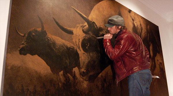 Изображение диких быков входит в серию картин о животных