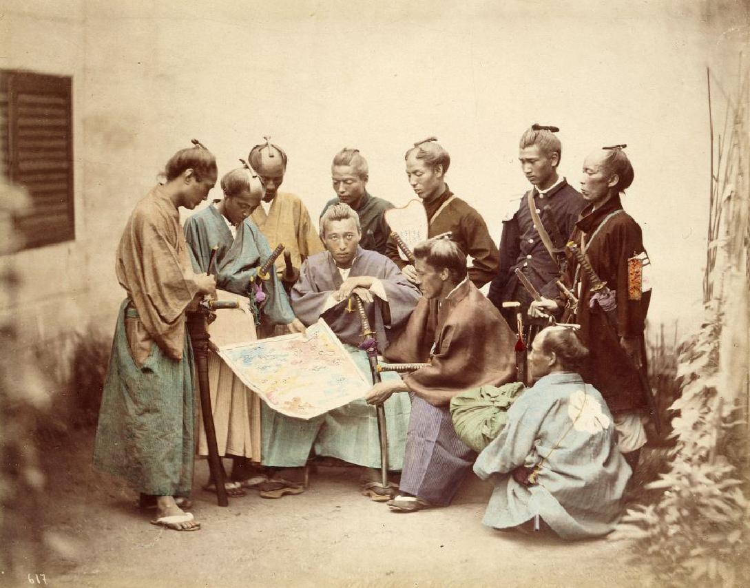 Собрание самураев перед боем, 19 век